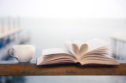 Book and coffee time by the seaside Book and coffee time by the seaside